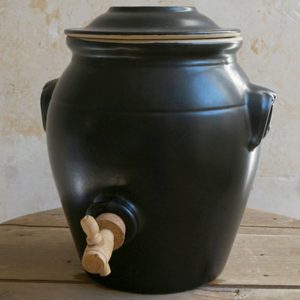 Pot à vinaigre noir en grès de Digoin , Fabrication Française et artisanal